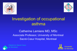 Prevalence of OA - Center for Asthma in the Workplace