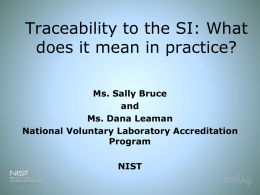 Traceability to the SI: What does it