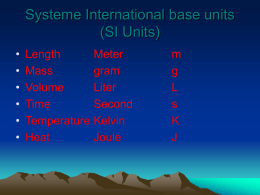 Systeme International base units (SI Units)