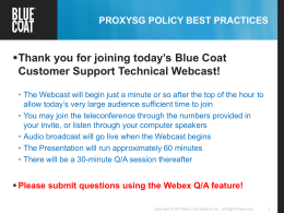 ProxySG Policy best practices