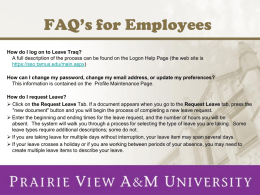 FAQ’s for Employees