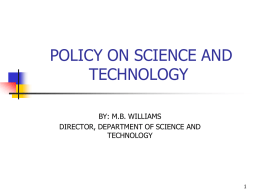 DRAFT POLICY ON SCIENCE AND TECHNOLOGY