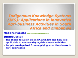 Indigenous Knowledge Systems (IKS): Applications in