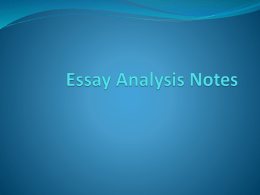 Essay Analysis Notes