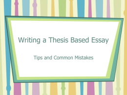 Writing a Thesis Based Essay