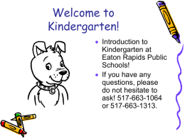Welcome to Kindergarten - Eaton Rapids Public Schools