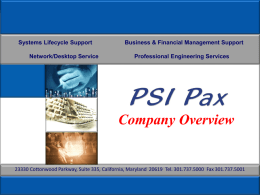 PSI Capability - Charleston Defense Contractors Association
