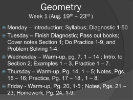 Geometry Week 1 (Aug. 19th – 23rd )