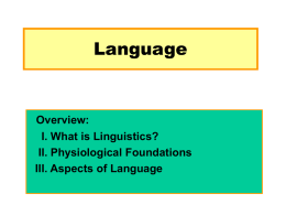 Lecture 10: Language November 26, 1999