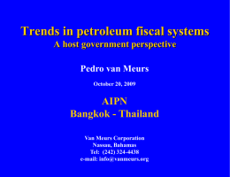 WORLD FISCAL SYSTEMS FOR OIL AND GAS