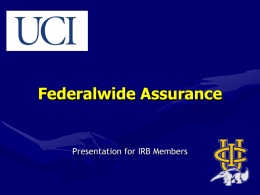 UCI's Federalwide Assurance