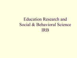 UW-MADISON Social & Behavioral Science IRB Human Subject