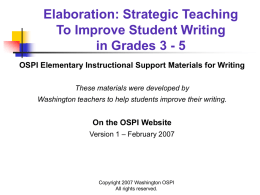 Elaboration: Strategic Teaching To Improve Student Writing