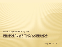 Proposal Writing workshop - William Paterson University