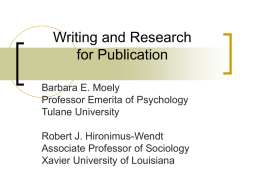 Writing and Research for Publication