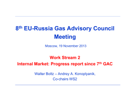 Gas Advisory Council EU-Russia Energy Dialogue Workstream