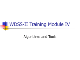 WDSS-II Training Module IV