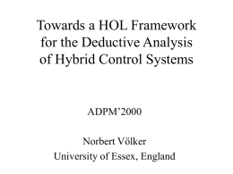 Towards a HOL Framework for the Deductive Analysis of