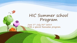 HIC Summer school Program - Huntsville Islamic Center