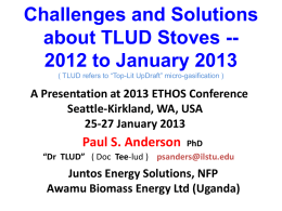 Challenges and Solutions about TLUD Stoves -
