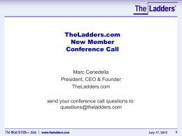 TheLadders.com New Member Conference Call