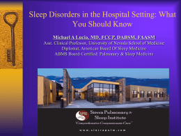 Sleep Disorders in the Hospital Setting: What You Should Know