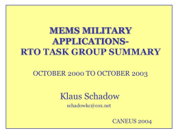 MEMS MILITARY APPLICATIONS- RTO TASK GROUP SUMMARY …