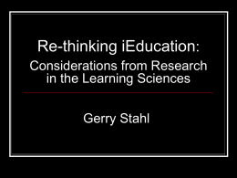 Re-thinking iEducation - Gerry Stahl's website