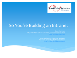So You’re Building an Intranet