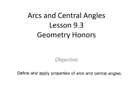 Arcs and Central Angles
