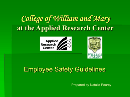 Safety Procedures for W&M labs at the ARC