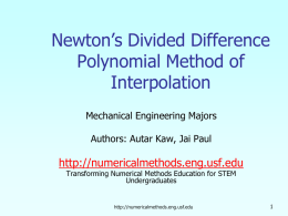 Newton's Divided Difference Polynomial Power Point