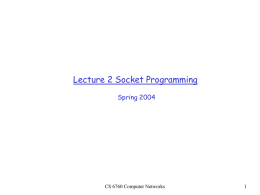 Lecture 5 Socket Programming CSE524, Fall 2002