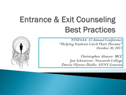 Entrance & Exit Counseling Best Practices