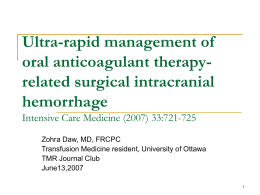 Ultra-rapid management of oral anticoagulant therapy
