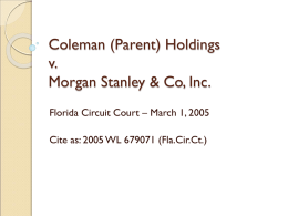 Coleman (Parent) Holdings v. Morgan Stanley & Co, Inc.