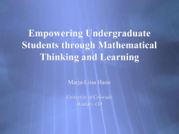 Empowering Undergraduate Students Through Mathematical