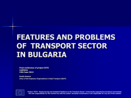 CHARACTERISTICS OF THE TRANSPORT SECTOR IN BULGARIA …