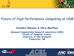 Future of High Performance Computing at UNB (Feb 14, 2003)