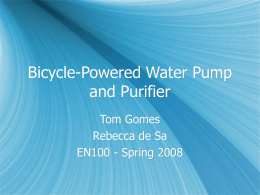 Bicycle-Powered Water Pump and Purifier