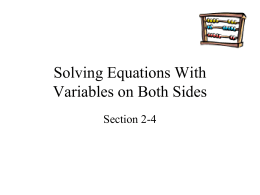 Solving Equations With Variables on Both Sides