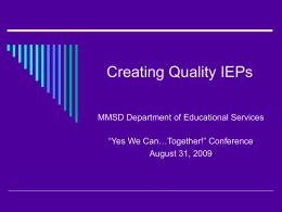 Improving Educational Outcomes of Special Education