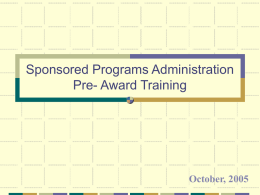 Sponsored Programs Administration Training