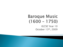 Baroque Music (1600 – 1750)