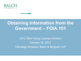Obtaining Information from the Government – FOIA 101