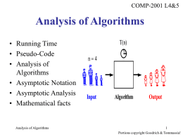 Analysis of Algorithms - UCD School of Computer Science