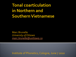 Intonation in Northern Vietnamese