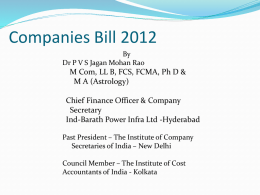 Companies Bill 2012 - Welcome to ICAI Cochin