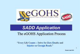 SADD Application eGOHS Training Procedures