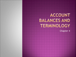 Account Balances and Terminology